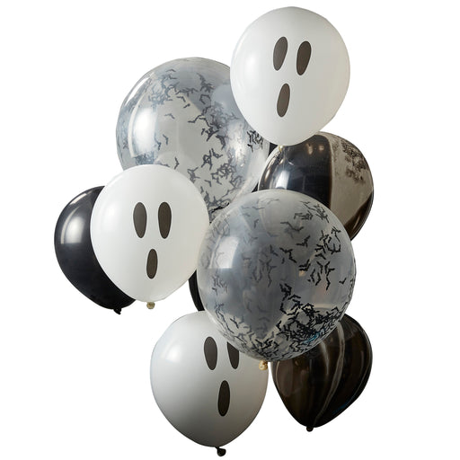 Fright Night Ghost, Bats and Marble Balloon Bundle (6pk)