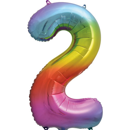 Number 2 Foil Balloon Rainbow - The Ultimate Balloon & Party Shop