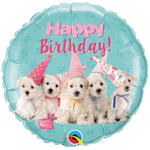 18" Foil Happy Birthday - Puppies - The Ultimate Balloon & Party Shop