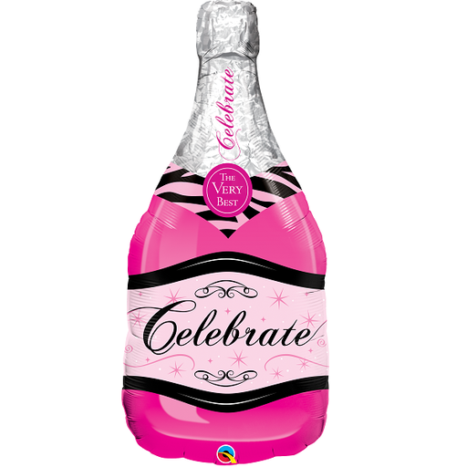 39" Foil Pink Champagne Bottle Foil Balloon