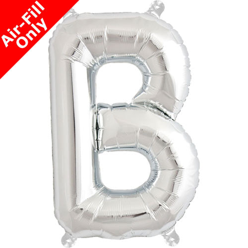 Mini Air Fill  Letter 'B' Foil Balloon - Silver - The Ultimate Balloon & Party Shop