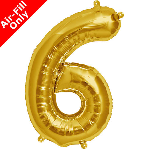 Mini Air Fill Number 6 Foil Balloon Gold - The Ultimate Balloon & Party Shop