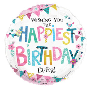 18" Foil Happy Birthday - Happiest Birthday - The Ultimate Balloon & Party Shop