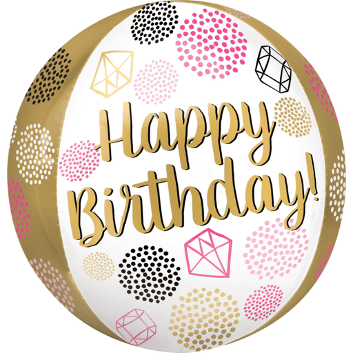 Orb Happy Birthday Foil Balloon - Pink/Gold