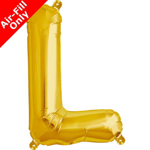 Mini Air Fill  Letter 'L' Foil Balloon - Gold - The Ultimate Balloon & Party Shop