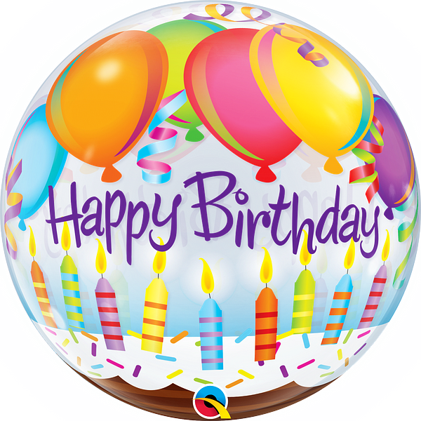 Qualatex Happy Birthday Bubble Balloon -  Birthday Candles - The Ultimate Balloon & Party Shop