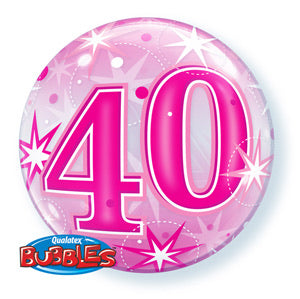 40th Birthday Deco Bubble Balloon -  Pink - The Ultimate Balloon & Party Shop