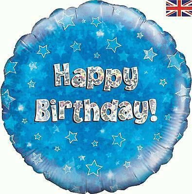 18" Foil Happy Birthday Balloon  - Blue Stars - The Ultimate Balloon & Party Shop