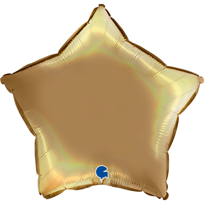 Rainbow Holographic Foil Star Balloon - Gold