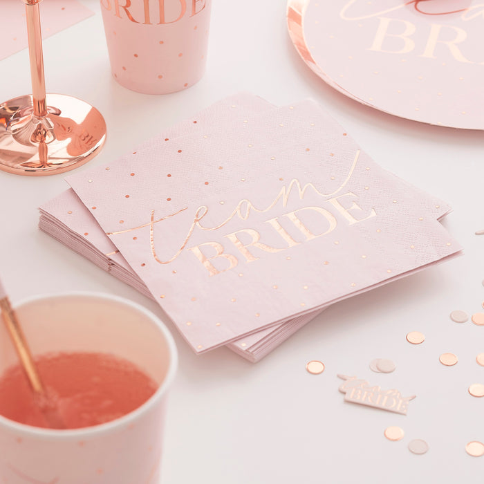 Team Bride Napkins - Pink/Rose Gold