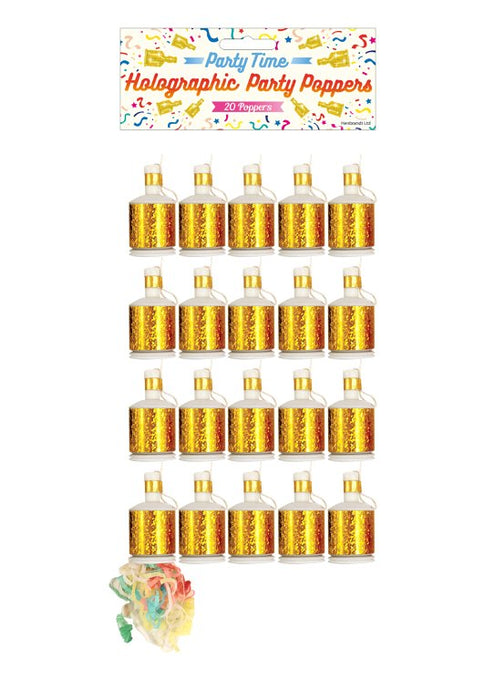 Gold Holographic Party Poppers (20pk)