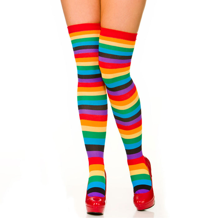 Over The Knee Socks - Rainbow Striped
