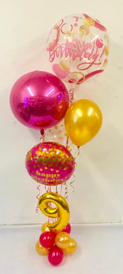 Age Birthday Orbz Display - Pink/Gold - The Ultimate Balloon & Party Shop
