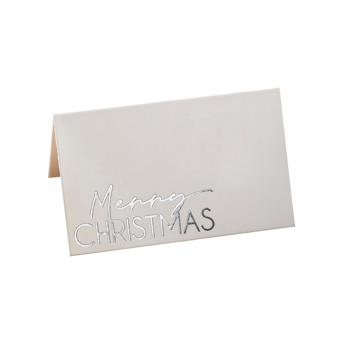 Silver Merry Christmas Place Cards