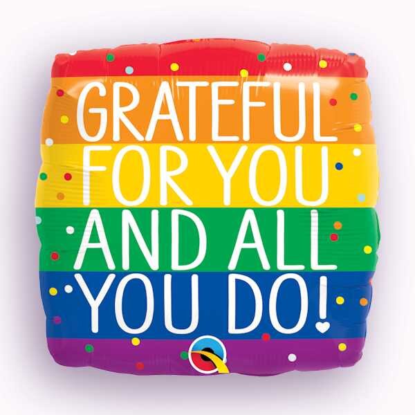 18" Foil So Grateful Rainbow Balloon