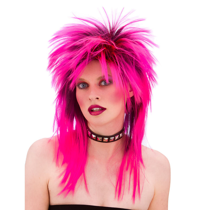 80's Spikey Rocker Wig - Pink