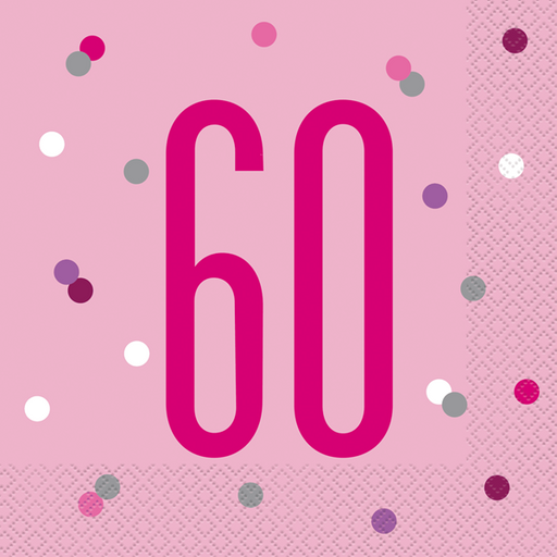 Age 60 Napkins - Pink Dots