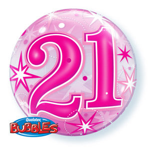 21st Birthday Deco Bubble Balloon -  Pink - The Ultimate Balloon & Party Shop