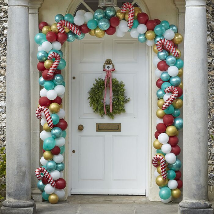 Christmas Door Balloon Arch Kit -  Candy Cane