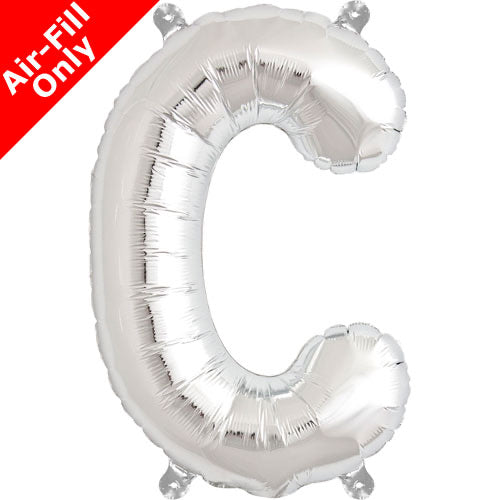 Mini Air Fill  Letter 'C' Foil Balloon - Silver - The Ultimate Balloon & Party Shop