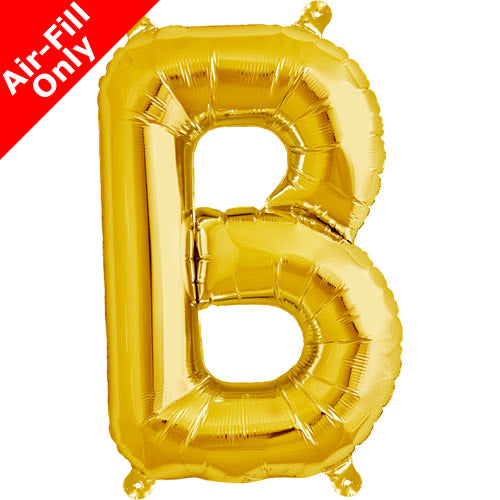 Mini Air Fill  Letter 'B' Foil Balloon - Gold - The Ultimate Balloon & Party Shop
