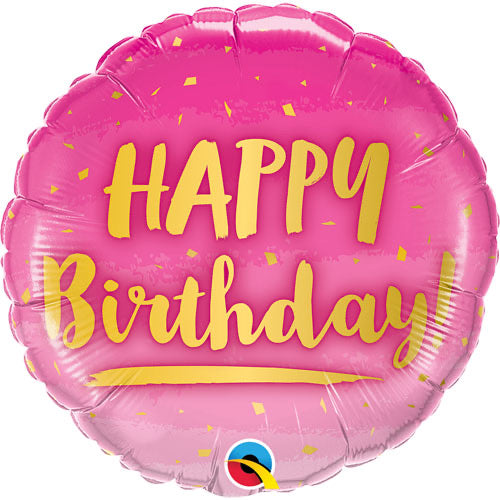 18" Foil Happy Birthday Bold Pink/Gold - The Ultimate Balloon & Party Shop