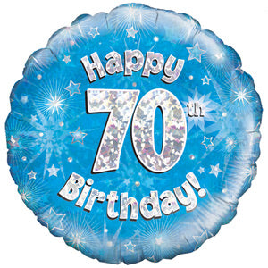 18" Foil Age 70 Birthday Balloon - Blue & Silver - The Ultimate Balloon & Party Shop