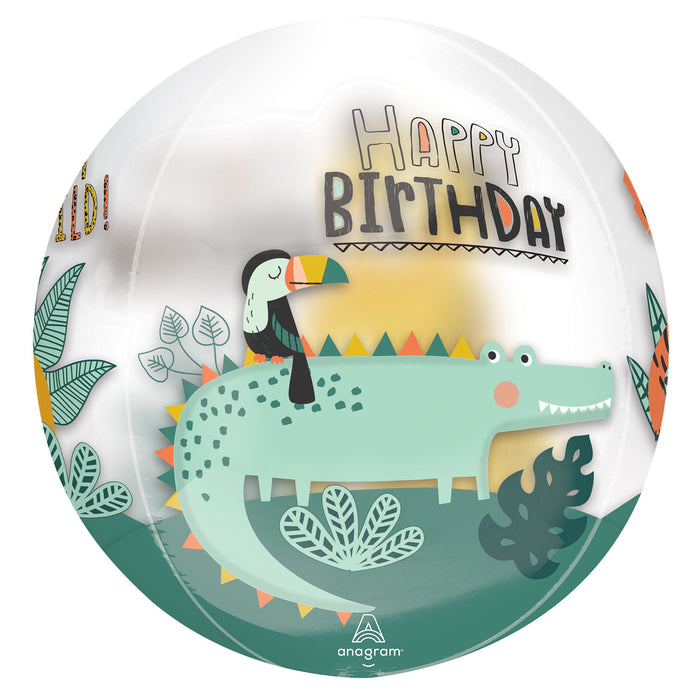 Orb Foil Balloon - Birthday Animal Theme