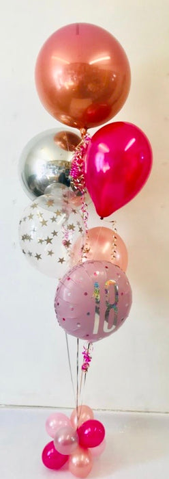 Age Birthday Orbz Display Silver/Pink Tones - The Ultimate Balloon & Party Shop