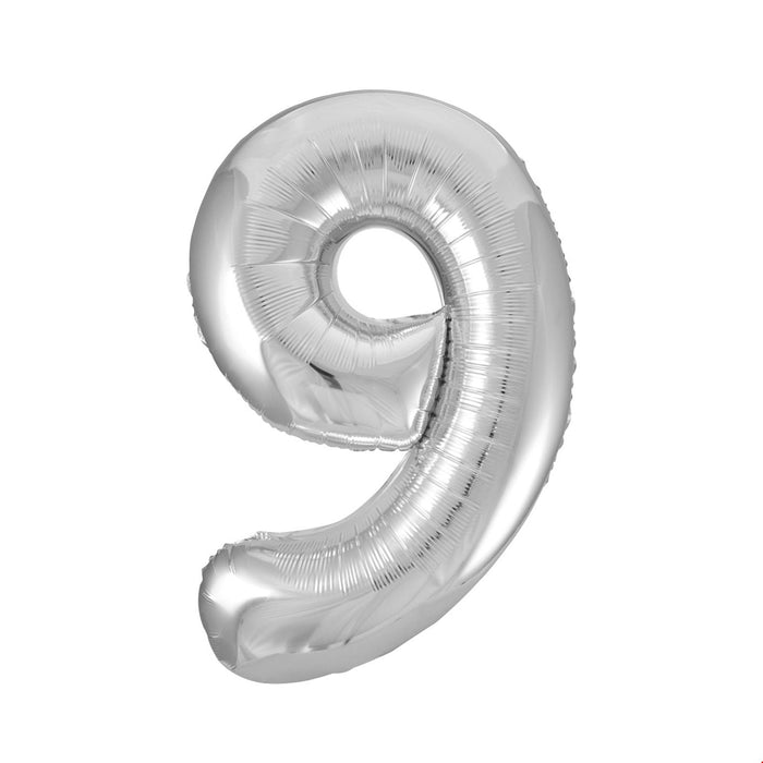 Number 9 Foil Balloon Silver - The Ultimate Balloon & Party Shop