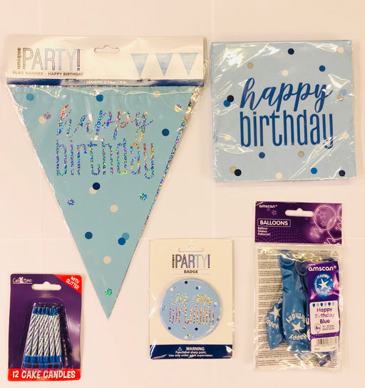 Happy Birthday Party Pack - Blue - The Ultimate Balloon & Party Shop