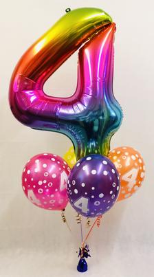 Giant number with 4 Balloon Display - The Ultimate Balloon & Party Shop