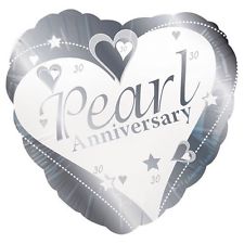 18" Foil Pearl Anniversary Heart Balloon - The Ultimate Balloon & Party Shop