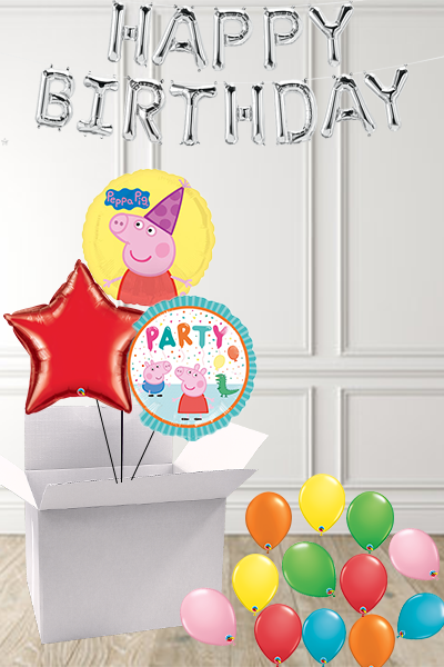 Peppa Pig Trio of Balloons in a Box delivered Nationwide - The Ultimate Balloon & Party Shop