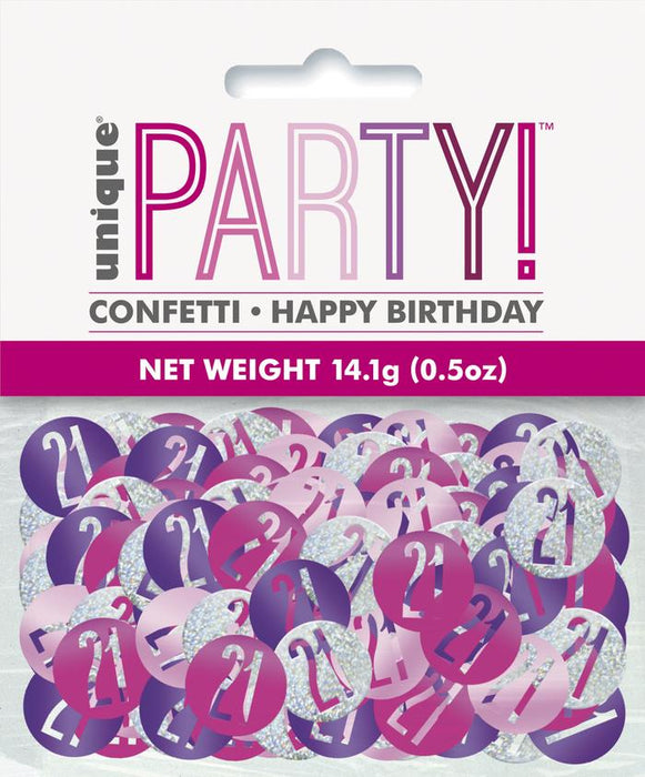 Birthday Table Confetti - Various Ages - Pink - The Ultimate Balloon & Party Shop