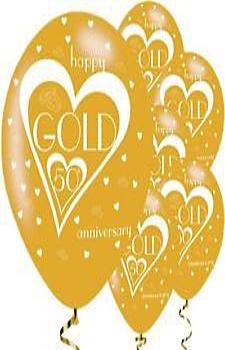 50th Wedding Anniversary Printed Balloons 6 Pack - The Ultimate Balloon & Party Shop