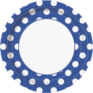 Round Spotty Plates - Blue - The Ultimate Balloon & Party Shop