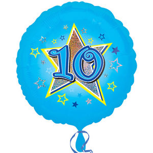 18" Foil Age 10 Balloon - Blue - The Ultimate Balloon & Party Shop