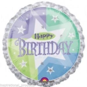 18" Foil Happy Birthday Blue/Green Sparkle - The Ultimate Balloon & Party Shop
