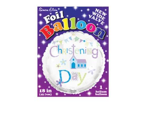 18" Foil Christening Day Blue Balloon - The Ultimate Balloon & Party Shop