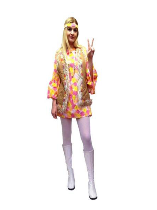 1960s Twiggy Dress Hire Costume - Pink - The Ultimate Balloon & Party Shop