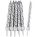 Spiral Candles with plastic holders - silver - The Ultimate Balloon & Party Shop