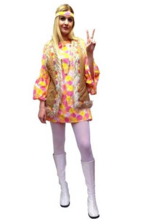 1960s Twiggy Dress Hire Costume - Pink - The Ultimate Balloon & Party Shop