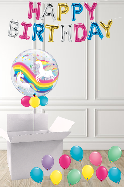 Unicorn Birthday Bubble in a Box delivered Nationwide - The Ultimate Balloon & Party Shop