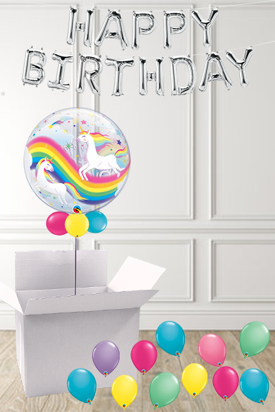 Unicorn Birthday Bubble in a Box delivered Nationwide - The Ultimate Balloon & Party Shop