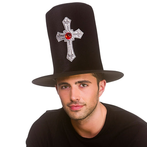 Grave Digger / Vampire Top Hat with large cross on front